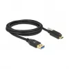 Cable Delock USB 10 Gbps Type-A macho a USB Type-C™ macho con bloqueo por tornillo superior 2 m negro