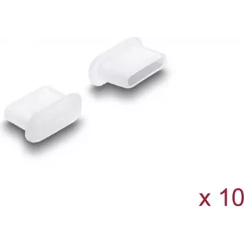 Tapa antipolvo Delock para conector hembra USB Type-C, 10 piezas, silicona, transparente (87409)