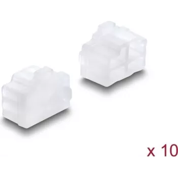 Tapa antipolvo Delock para conector hembra RJ45, 10 piezas, silicona, transparente (87493)