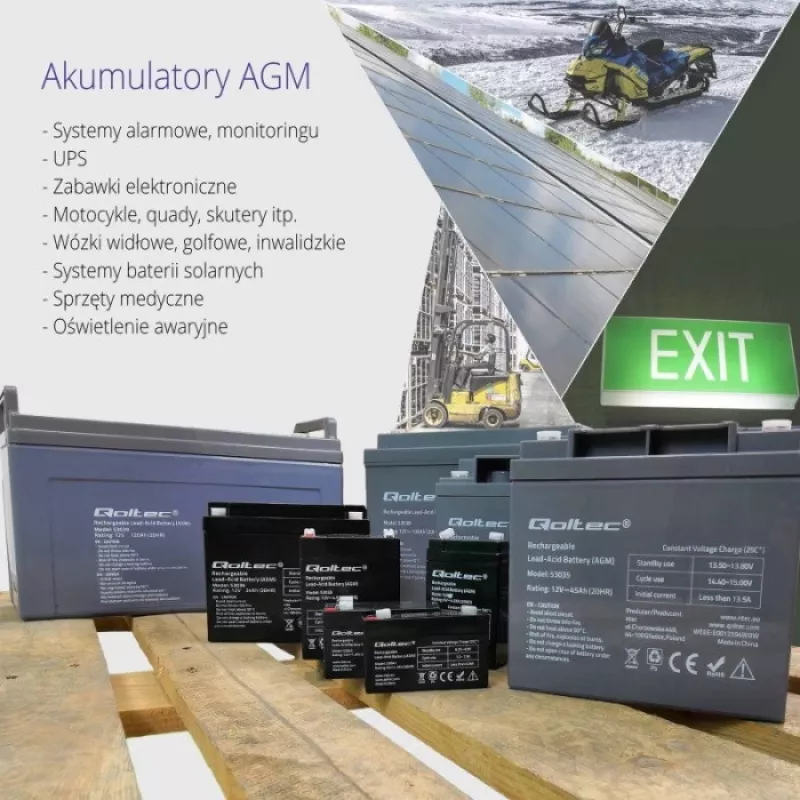 Batería AGM Qoltec 53037 12V 65Ah máx 780A