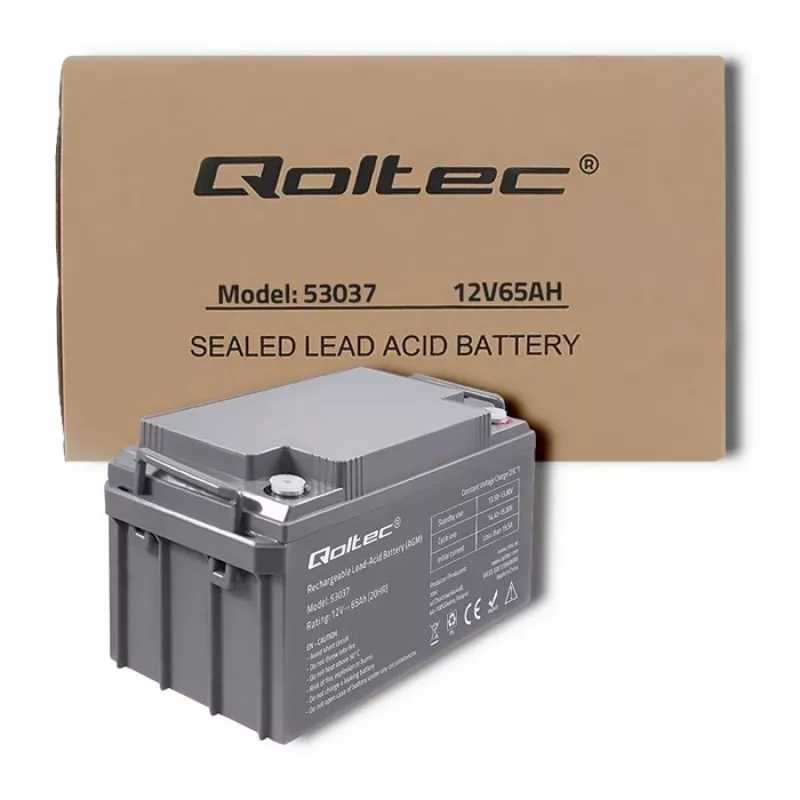 Batería AGM Qoltec 53037 12V 65Ah máx 780A