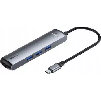 Adaptador hub USB-C Baseus 7 en 1 con 2x USB 3.0, HDMI, USB-C PD 100W, lector de tarjetas SD/TF - Space Grey