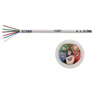 Cable de alarma BITNER YTDY 6x0.5 - 100M, blanco, 100 m