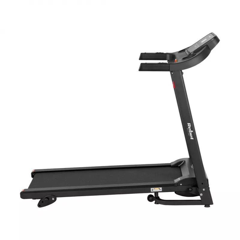 Cinta de correr eléctrica plegable REBEL ACTIVE RBA-1001 con pantalla LCD, 12 programas, 12 km/h, plata/negro