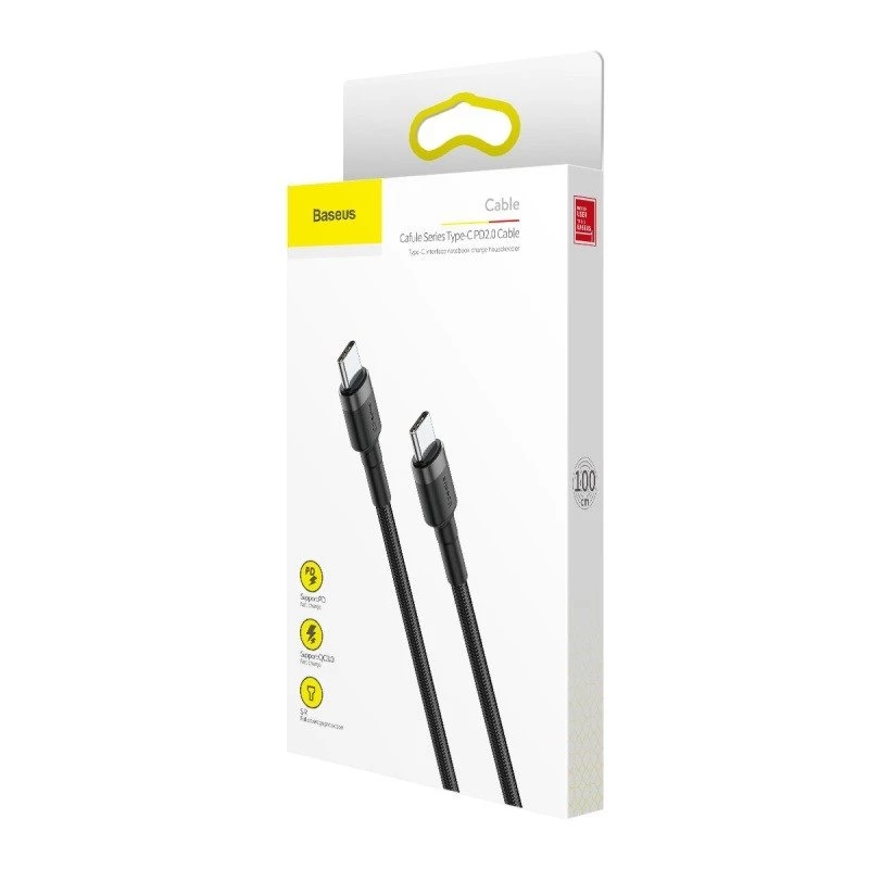 Cable Baseus Cafule USB-C a USB-C PD 2.0 QC 3.0 60W 1 m (negro/gris)