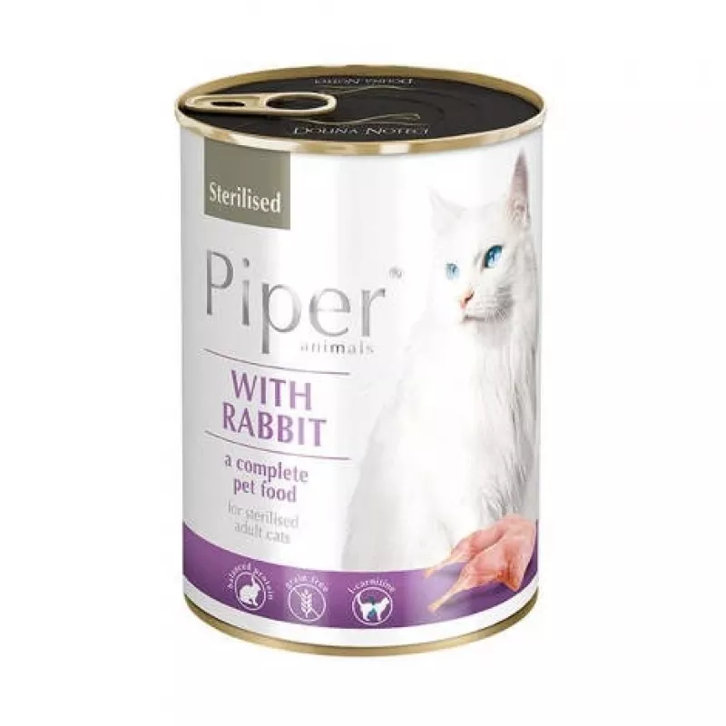 Dolina Noteci Piper Animals Sterilised con Conejo - Comida húmeda para gatos - 400g
