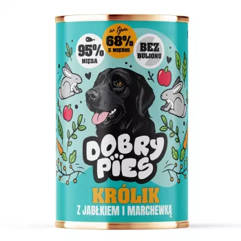 DOBRY PIES Conejo con Manzana y Zanahoria Comida húmeda para perros 400g