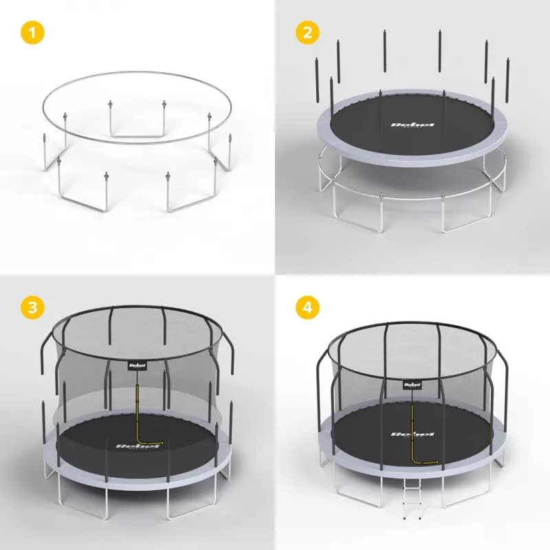REBEL Active Trampolín PRO 10ft/305 cm con red de seguridad, Negro/Azul