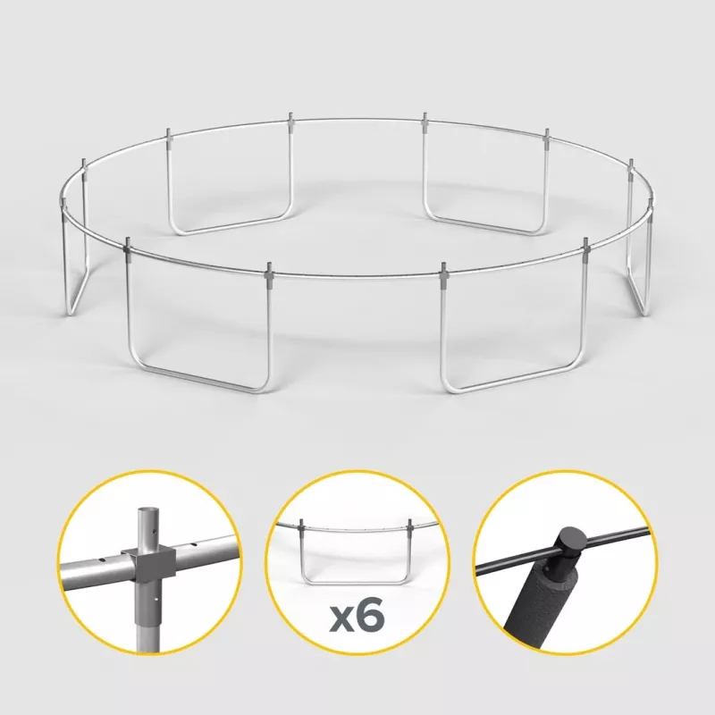 REBEL Active Trampolín PRO 14ft/427 cm con red de seguridad y escalera