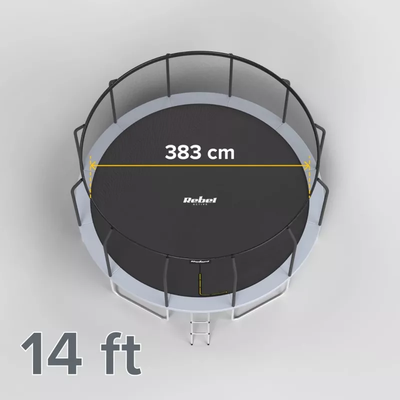 REBEL Active Trampolín PRO 14ft/427 cm con red de seguridad y escalera