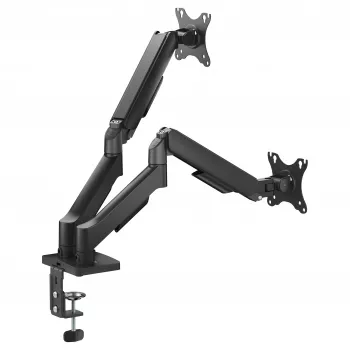 Equip Soporte de mesa doble para pantallas de 17-32 pulgadas, giro 360°, gas, capacidad de carga 9 kg, Negro