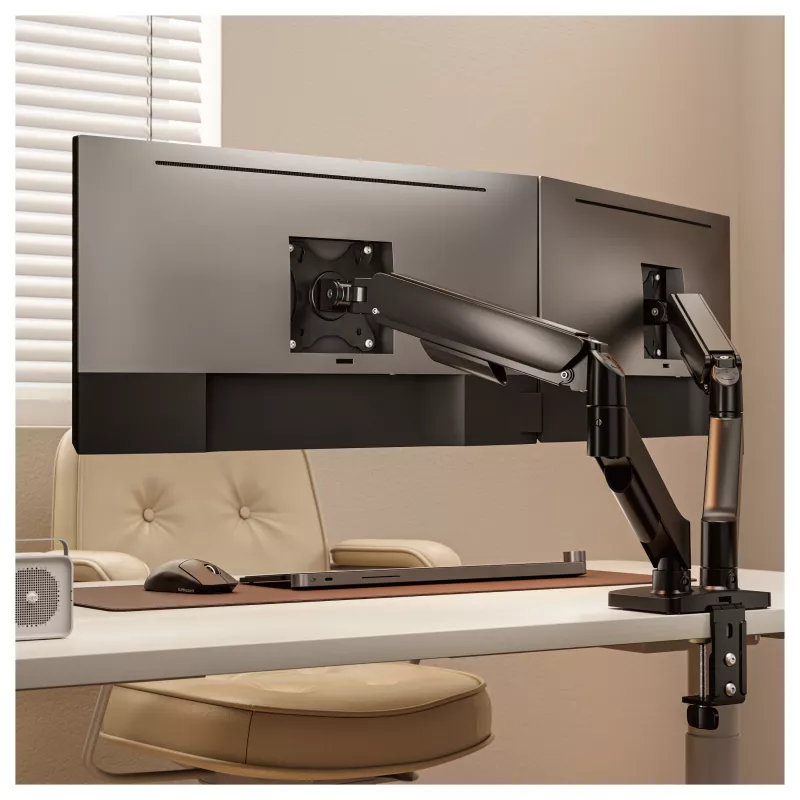 Equip Soporte de mesa doble para pantallas de 17-32 pulgadas, giro 360°, gas, capacidad de carga 9 kg, Negro