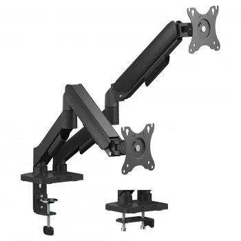 Equip Soporte de mesa doble para pantallas de 17-32 pulgadas, giro 360°, gas, capacidad de carga 9 kg, Negro