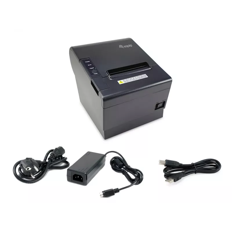 Equip impresora térmica 58/80mm para tickets POS con cortador automático, USB/Bluetooth/WiFi/conexión de cajón portamonedas, negro