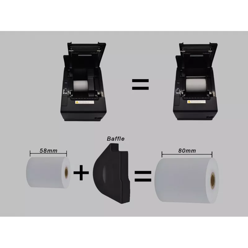 Equip impresora térmica 58/80mm para tickets POS con cortador automático, USB/Bluetooth/WiFi/conexión de cajón portamonedas, negro