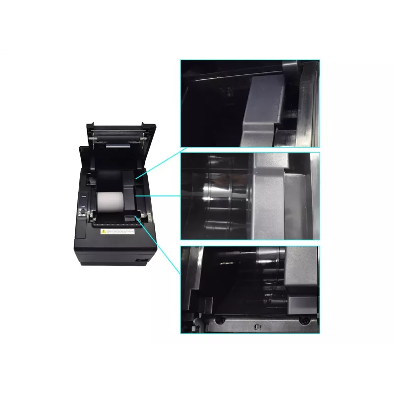 Equip impresora térmica 58/80mm para tickets POS con cortador automático, USB/Bluetooth/WiFi/conexión de cajón portamonedas, negro