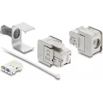 Módulo Keystone Delock RJ45 hembra a LSA Cat.6A apantallado con malla de apantallamiento sin herramientas (91084)