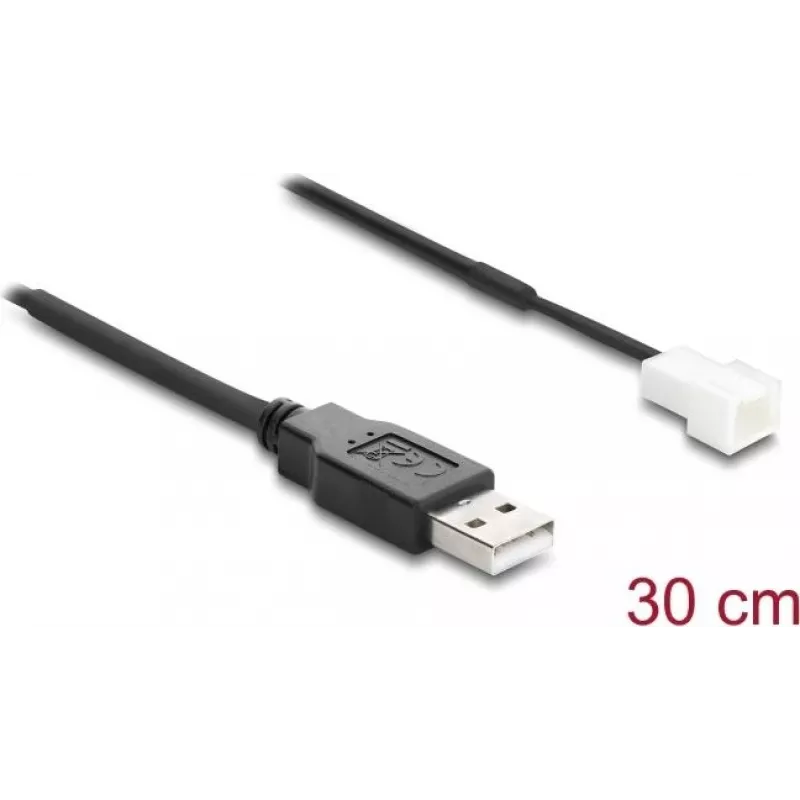 Cable Delock USB 2.0 Type-A macho a conector de ventilador de 3 pines 30 cm (91226)