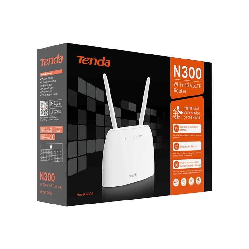 Router inalámbrico Tenda N300 Fast Ethernet banda única (2,4 GHz) 4G blanco