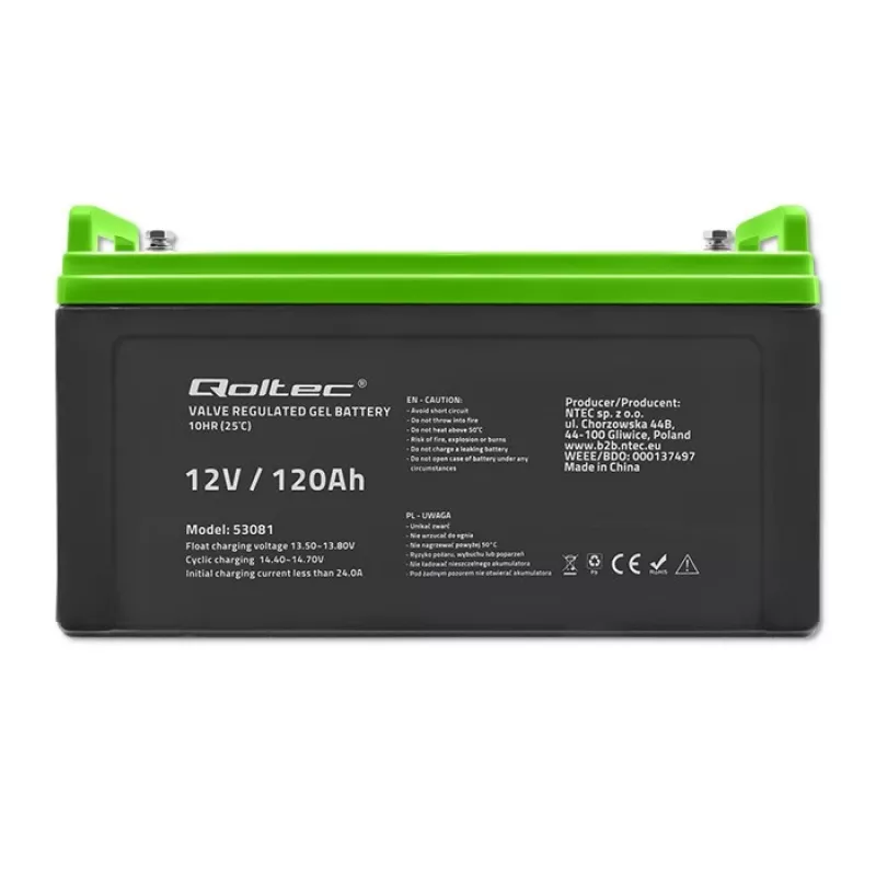 Batería de gel Qoltec 53081 12V 120Ah GEL 34,8kg