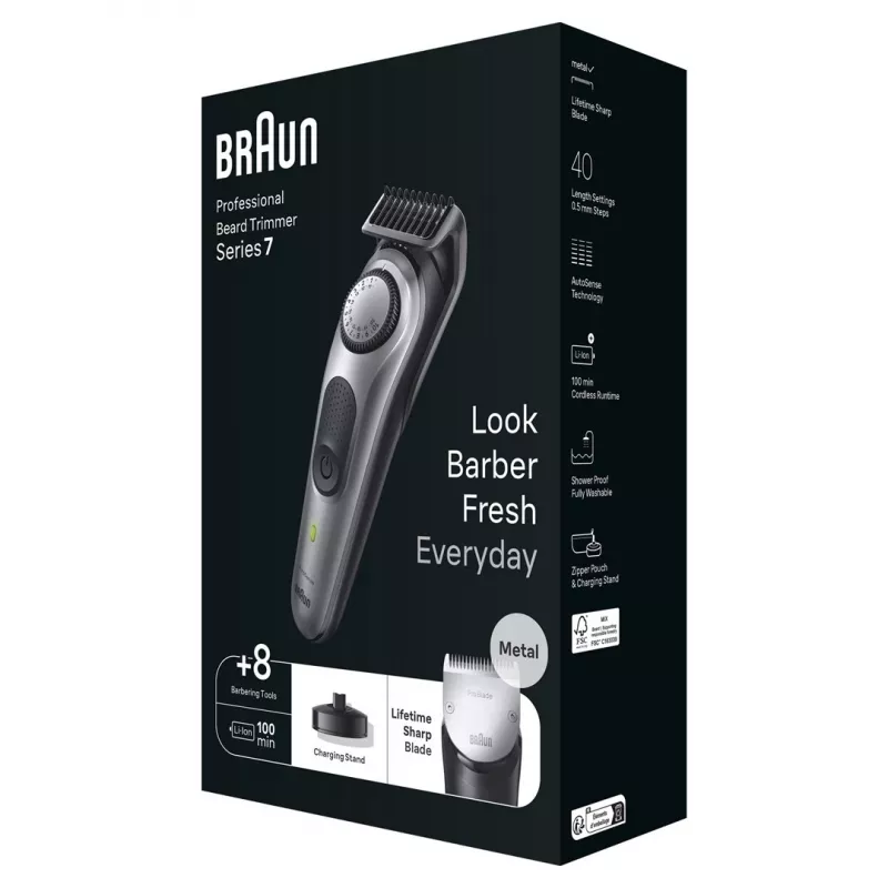 Recortadora de barba Braun BT7420 - recortadora todo en uno - negra/gris