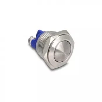 Interruptor pulsador momentáneo abovedado Delock 16 mm, 2 terminales de tornillo, 1 NO, negro