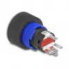 Pulsador de montaje empotrado Delock 22 mm, plano, LED rojo, conexiones de soldadura, 1 NO, 230 V AC/DC