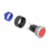 Pulsador de montaje empotrado Delock 22 mm, plano, LED rojo, conexiones de soldadura, 1 NO, 230 V AC/DC