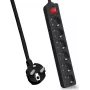 Regleta de enchufes Helos Power Strip CLASSIC, 6 tomas, negra, 5,0 m, con interruptor