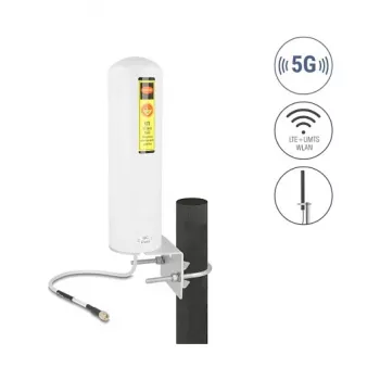 Antena 5G LTE Delock SMA conector macho 3-5 dBi rígida omnidireccional montaje en pared y mástil exterior blanca
