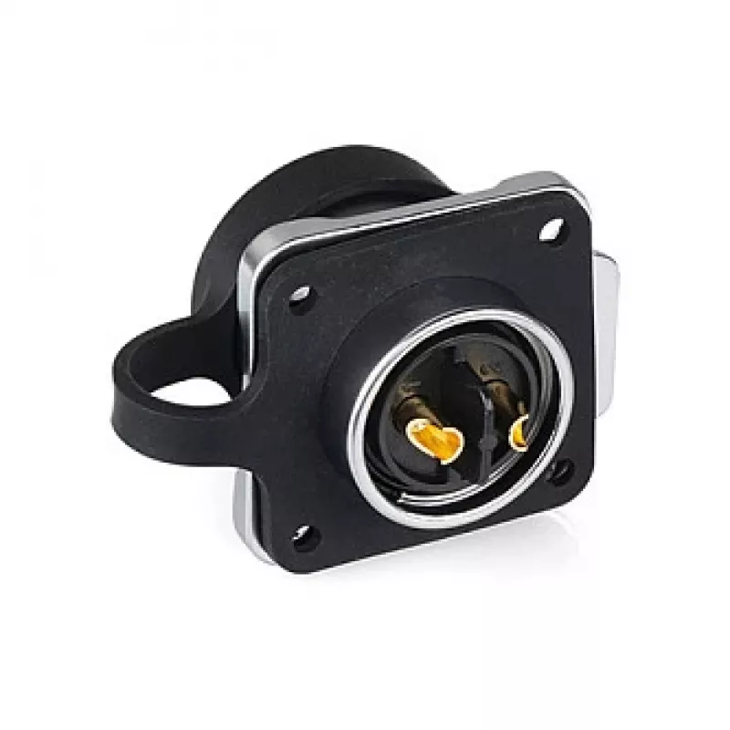 Conector de alimentación industrial Good Connections S1 - 2 pines macho recto - Carcasa metálica - Contactos chapados en oro - IP67 - M20