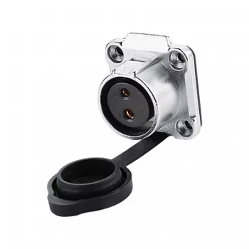 Conector de alimentación industrial Good Connections S1 - 2 pines macho recto - Carcasa metálica - Contactos chapados en oro - IP67 - M20