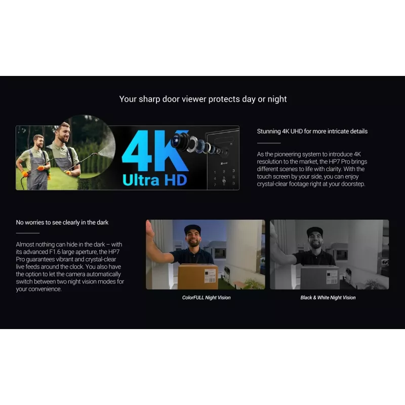Kit de videoportero IP EZVIZ HP7 Pro 4K con monitor táctil de 7 pulgadas, Wi-Fi 6, escáner de palma, reconocimiento facial, RFID, estación de puerta IP65