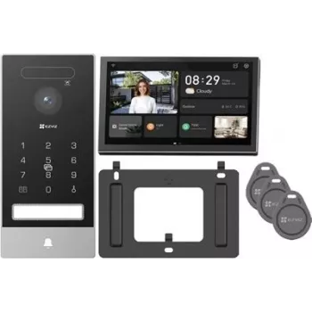 Kit de videoportero IP EZVIZ HP7 Pro 4K con monitor táctil de 7 pulgadas, Wi-Fi 6, escáner de palma, reconocimiento facial, RFID, estación de puerta IP65