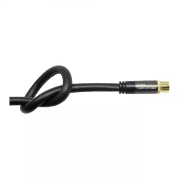 Cable de antena SAT Good Connections SmartFLEX, conector acodado IEC/Coax a conector hembra, dorado, cuádruple apantallado, 120 dB, negro, 1,5 m (GC-M2072)