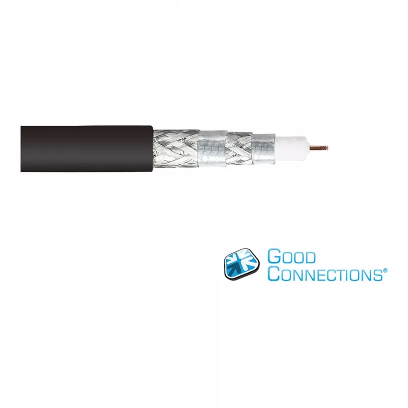 Cable de antena SAT Good Connections SmartFLEX, conector acodado IEC/Coax a conector hembra, dorado, cuádruple apantallado, 120 dB, negro, 1,5 m (GC-M2072)