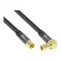 Cable de antena SAT Good Connections SmartFLEX, conector acodado IEC/Coax a conector hembra, dorado, cuádruple apantallado, 120 dB, negro, 1,5 m (GC-M2072)