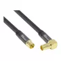 Cable de antena SAT Good Connections SmartFLEX, conector acodado IEC/Coax a conector hembra, dorado, cuádruple apantallado, 120 dB, negro, 2 m