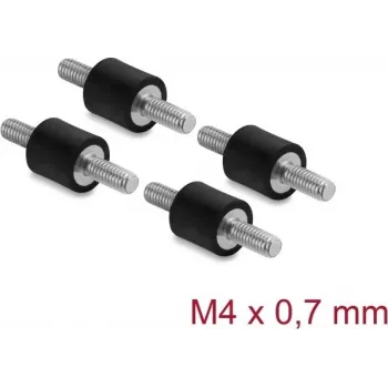 Delock Amortiguador de Vibraciones M4 x 0,7 mm D 10 x H 10 mm con 2 x Rosca Exterior 4 Uds. Negro (60798)