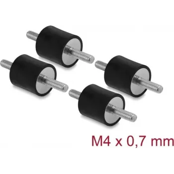 Delock Amortiguador de Vibraciones M4 x 0,7 mm D 15 x H 15 mm con 2 x Rosca Exterior 4 Uds. Negro (60799)