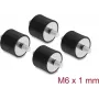 Delock Amortiguador de Vibraciones M6 x 1 mm D 25 x H 20 mm con 2 x Rosca Exterior 4 Uds. Negro (60815)