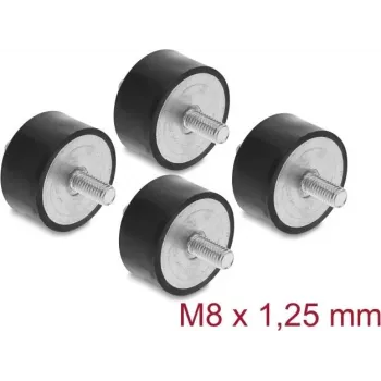 Delock Amortiguador de Vibraciones M8 x 1,25 mm D 40 x H 20 mm con 2 x Rosca Exterior 4 Uds. Negro (60817)