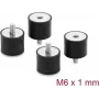 Delock Amortiguador de Vibraciones M6 x 1 mm D 25 x H 20 mm con Rosca Interior y Exterior 4 Uds. Negro