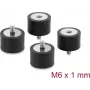 Delock Amortiguador de Vibraciones M6 x 1 mm D 30 x H 20 mm con Rosca Exterior e Interior 4 Uds. Negro (60821)