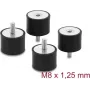 Delock Amortiguador de Vibraciones M8 x 1,25 mm D 40 x H 30 mm con Rosca Exterior e Interior 4 Uds. Negro (60822)