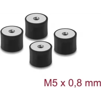 Delock Amortiguador de Vibraciones M5 x 0,8 mm D 20 x H 15 mm con 2 x Rosca Interior 4 Uds. Negro