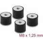 Delock Amortiguador de Vibraciones M8 x 1,25 mm D 40 x H 30 mm con 2 x Rosca Interior 4 Uds. Negro