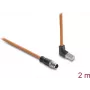 Delock cable de conexión Cat.6A S/FTP apantallado M12 X-coded 8 polos macho recto - RJ45 macho acodado hacia arriba 2 m naranja