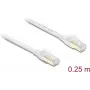 Delock Cable Patch Plano RJ45 Cat.8.1 U/FTP hasta 40 Gbps 0,25 m Blanco (81023)