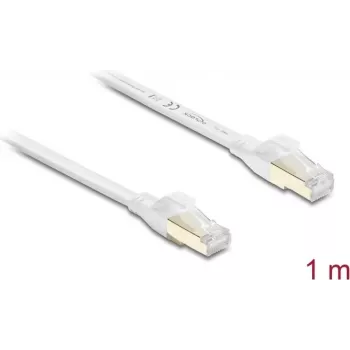 Delock Cable Patch Plano RJ45 Cat.8.1 U/FTP 40 Gbps 1 m Blanco (81025)